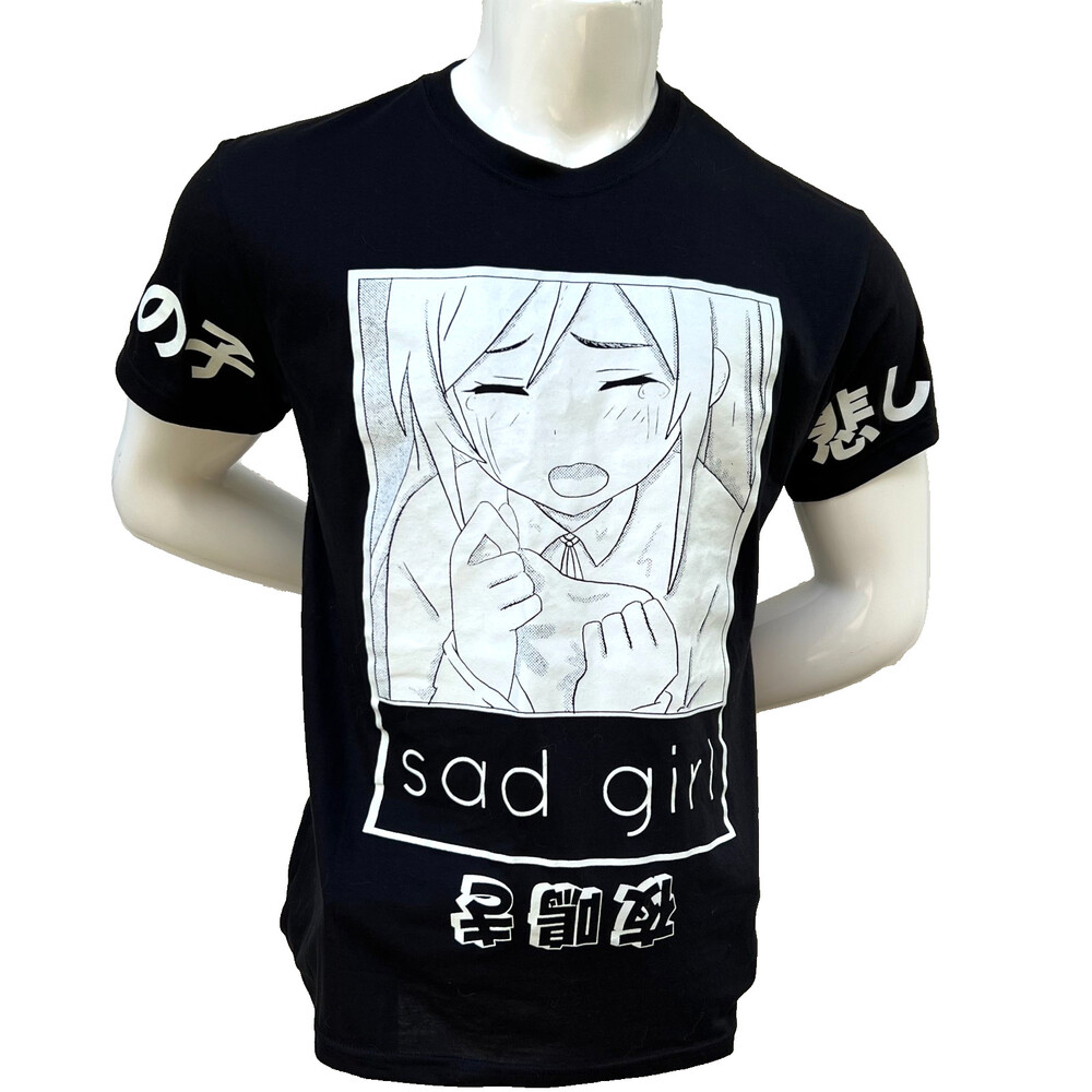 Weekend Warriors Tee Shirt Mens L Sad Girl Black White Korean NWT